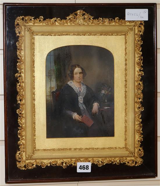 A Victorian tinted photograph in an ornate gilt and rosewood frame and a print